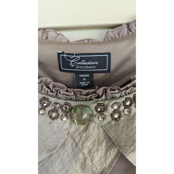 Dress Barn Beige Tiered Dress Size 14 - Picture 3 of 5